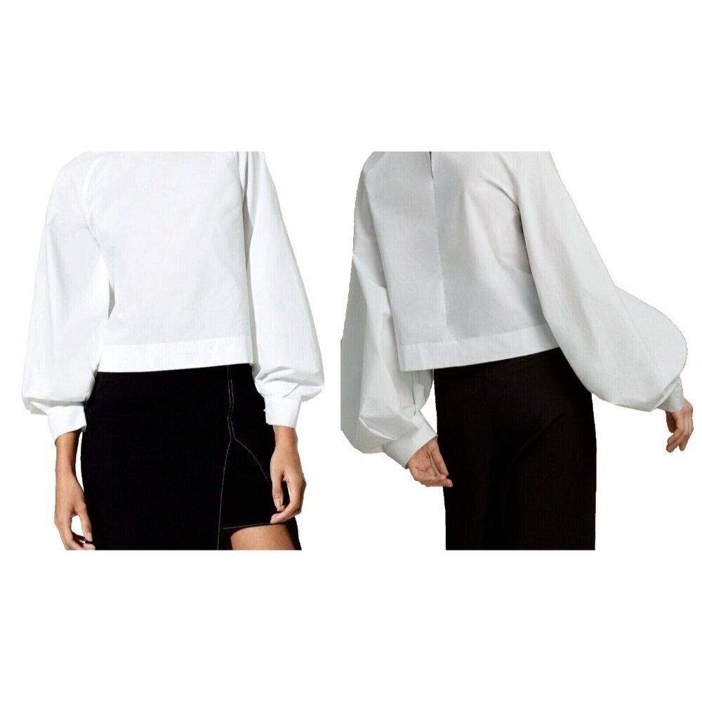 Aritzia Babaton Women's Size Small Espace White Niki Blouse Cotton Poplin Top - Picture 2 of 9